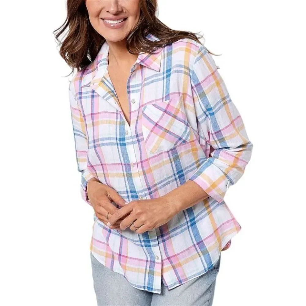 ✨Candace Cameron Bure Linen Blend Button Front Sz Medium Shirt✨